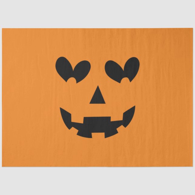 Orange & Black Happy Heart Pumpkin Halloween Seidenpapier (Vorderseite)
