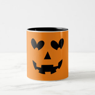 Orange & Black Happy Heart Pumpkin Halloween Zweifarbige Tasse