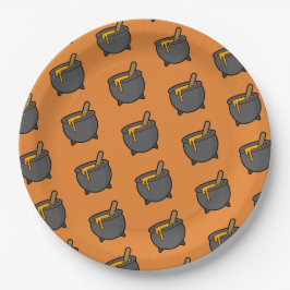 Orange Black Hexenbraut Muster Halloween-Party Pappteller