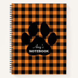 Orange Black Kariert Paw Print Notebook Journal Notizbuch