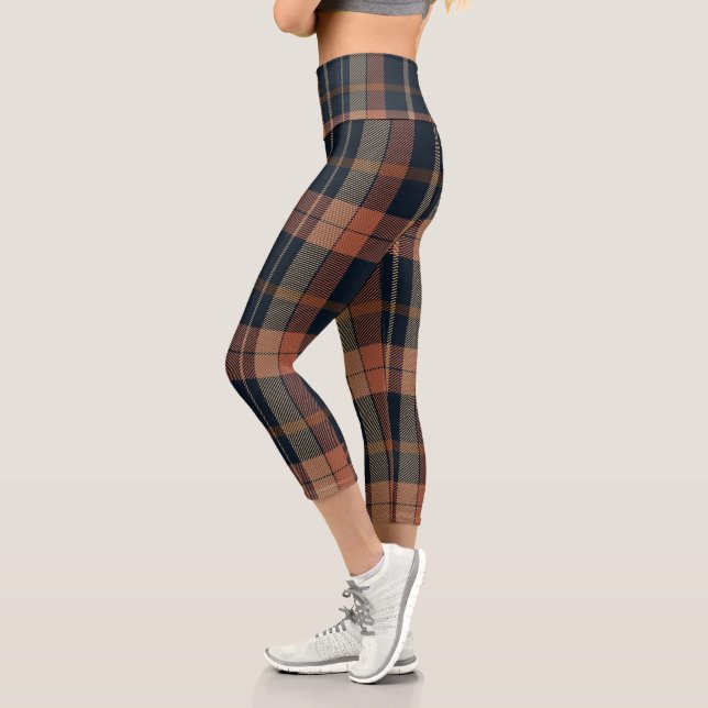 Orange & Black Karierte Leggings für stilvollen Ko (Links)