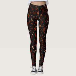 Orange Black Leggings