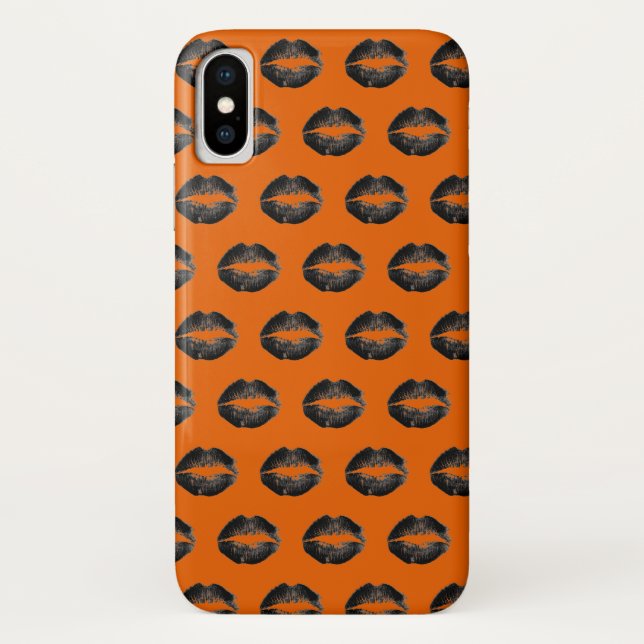 Orange Black Lips Halloween Case-Mate iPhone Hülle (Rückseite)