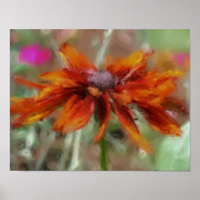 Orange Black Mit Augen Susan Blume Art Poster (Vorne)