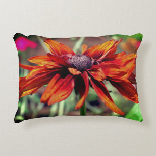 Orange Black Mit Augen Susan Blume Nah Up Dekokissen