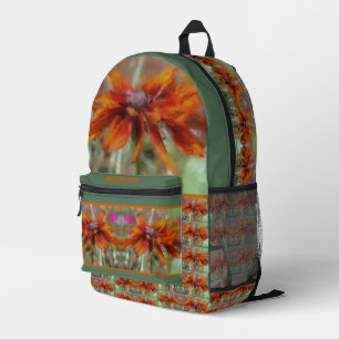 Orange Black Mit Augen Susan Blume Personalisiert Bedruckter Rucksack