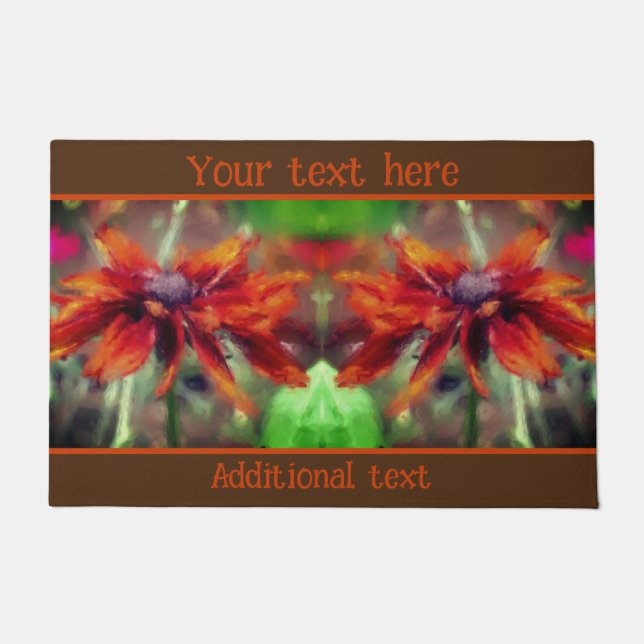 Orange Black Mit Augen Susan Blume Personalisiert Fußmatte (Vorderseite)