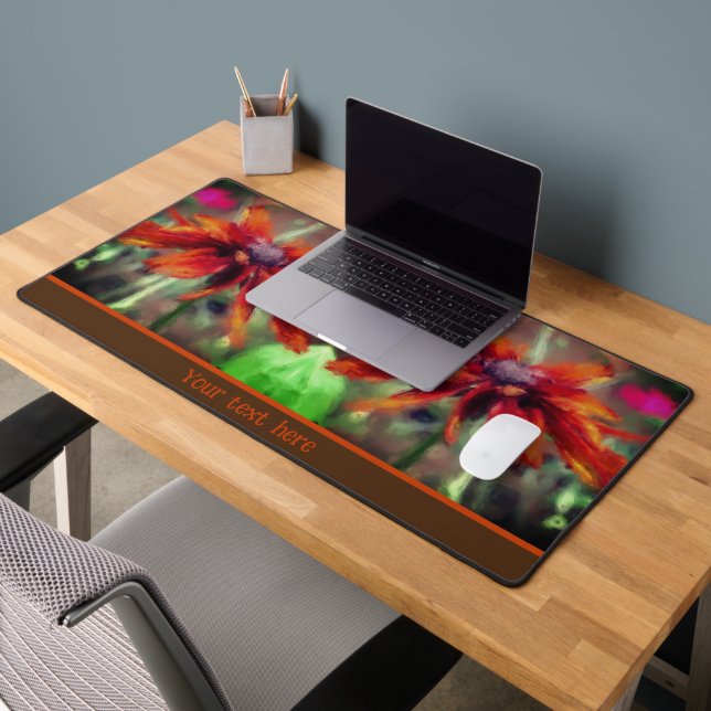Orange Black Mit Augen Susan Blume Personalisiert Schreibtischunterlage (Büro 2)