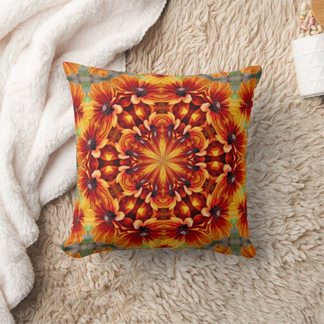 Orange Black Mit Augen Susan Daisy Abstrakt Kissen (Decke)