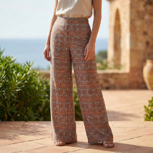 Orange & Black Mosaic Op Art Geometric Muster Stoff