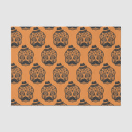 Orange Black Pattern Festivals Skull Halloween-Par Seidenpapier