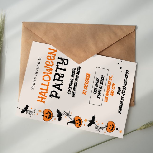 Orange Black Playful Halloween Party Invitation (Créateur téléchargé)