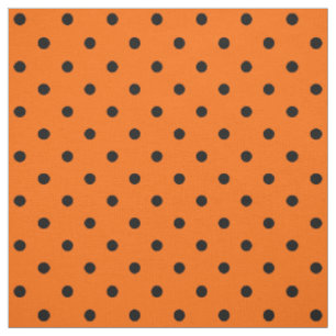 Orange/Black Polka Dots Fabric Stoff