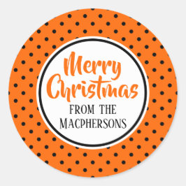Orange/Black Polka Dots Weihnachtskleber Runder Aufkleber