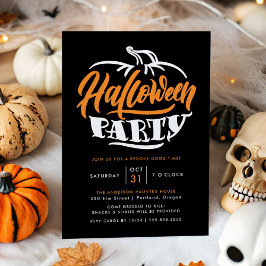 Orange & Black Pumpkin Typografy Halloween-Party Einladung