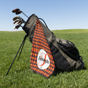 Orange Black Raute Mit Monogramm Golfers Liebling Golfhandtuch
