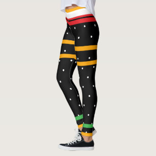 Orange Black Red Green Polka Punkte Halloween Leggings