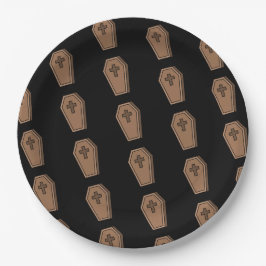Orange Black RIP Pattern Halloween-Party Pappteller