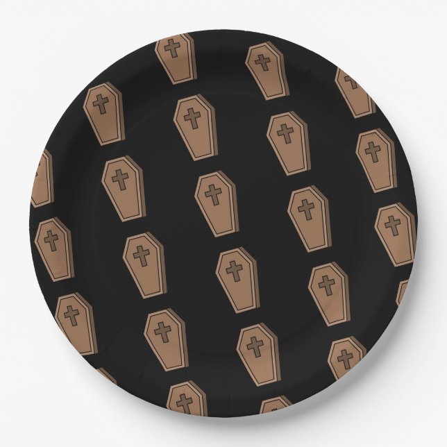 Orange Black RIP Pattern Halloween-Party Pappteller (Vorderseite)