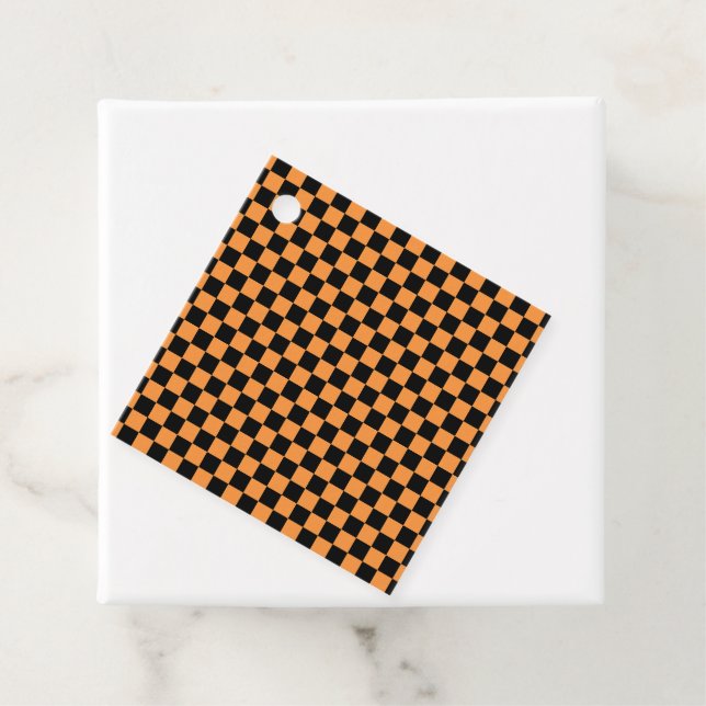 Orange Black Schachbretts Geschenkanhänger (Beispiel)