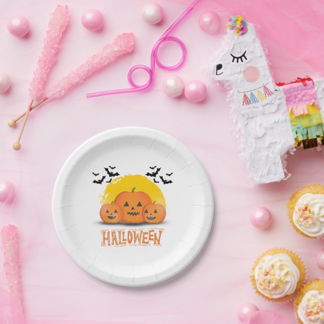 Orange & Black Simple Halloween Pappteller (Party)