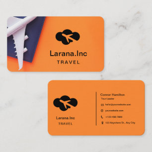 Orange & Black Simple Travel Business Card Visitenkarte