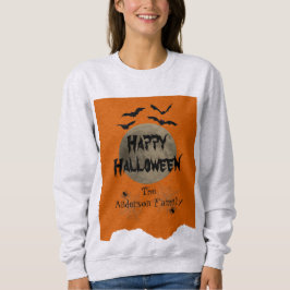 Orange Black Spooky Bats Modernes glückliches Hall Sweatshirt