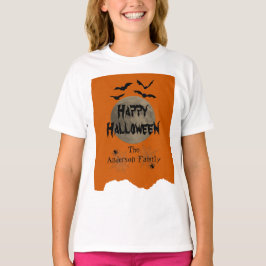 Orange & Black Spooky Moderne glückliche Halloween T-Shirt