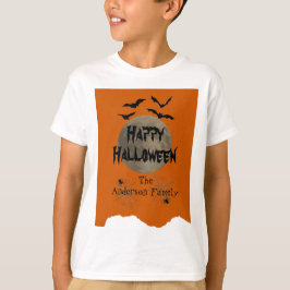 Orange & Black Spooky Moderne glückliche Halloween T-Shirt