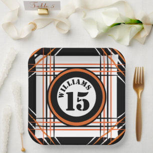 Orange & Black Sports Themenpapierplatte Pappteller