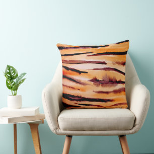 Orange Black Tiger Animal Print Kissen