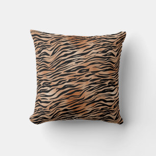 Orange Black Tiger Print Kissen
