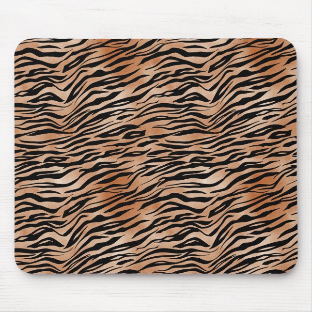 Orange Black Tiger Print Mousepad (Vorne)