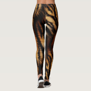 Orange Black Tiger Stripes Animal Print Leggings