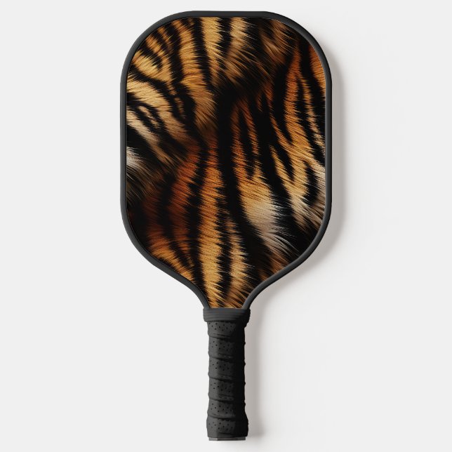 Orange Black Tiger Stripes Animal Print Pickleball Schläger (Vorderseite)