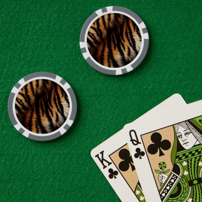 Orange Black Tiger Stripes Animal Print Pokerchips (Pokertisch (doppelt))