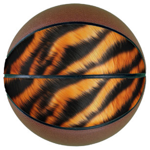 Orange Black Tiger Stripes Basketball