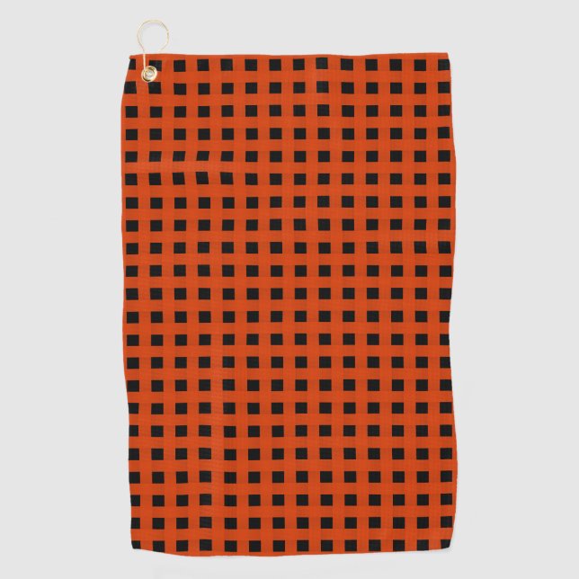 Orange Black Weave Pattern Golfhandtuch (Vorderseite)
