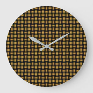 Orange Black Weave Pattern Große Wanduhr