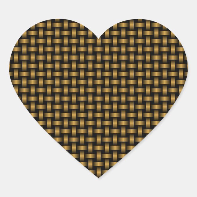 Orange Black Weave Pattern Herz-Aufkleber (Vorderseite)