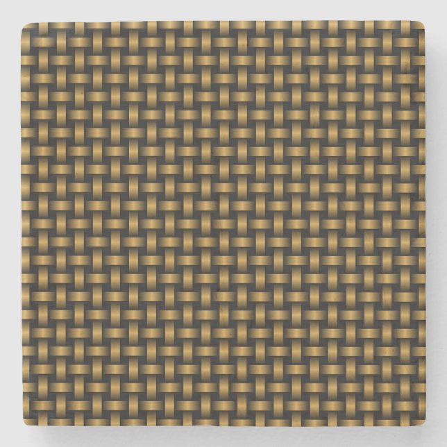 Orange Black Weave Pattern Steinuntersetzer (Vorderseite)