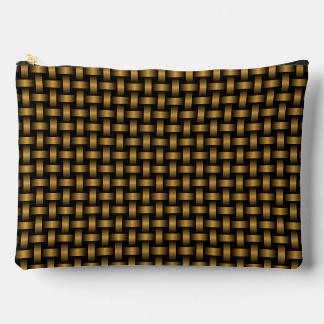 Orange Black Weave Pattern Zubehörtasche (Vorderseite)
