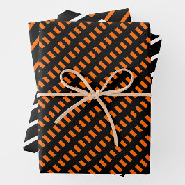 Orange, Black & White Geschenkpapier Set