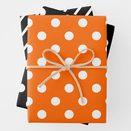 Orange, Black & White Wrapping Paper Sheets Geschenkpapier Set