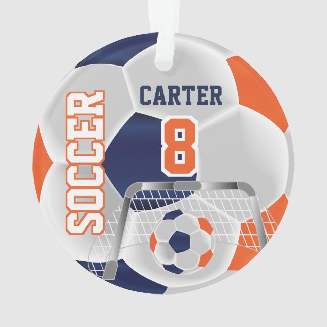 Orange, Blanc et Bleu foncé Personnaliser ⚽ Footba (dos)