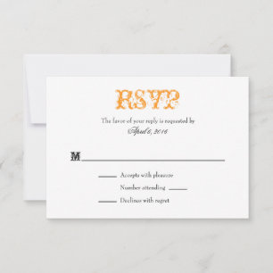Orange Blanc Plaine Simple Mariage Cartes RSVP