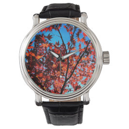 Orange Blätter Armbanduhr