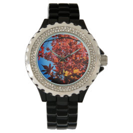 Orange Blätter Armbanduhr