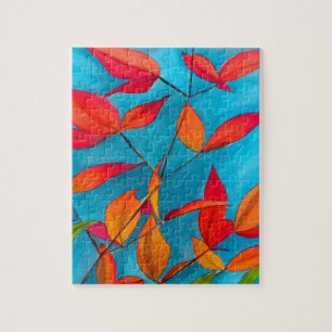 Orange Blätter Herbst Original Aquarellkunst