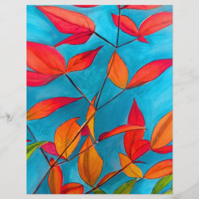 Orange Blätter Herbst Original Aquarellkunst (Vorderseite)